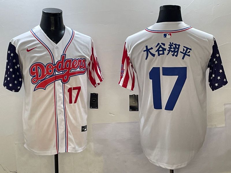 Men Los Angeles Dodgers #17 Ohtani White a generation of national flags Joint name 2025 Nike MLB Jersey style 5->los angeles dodgers->MLB Jersey